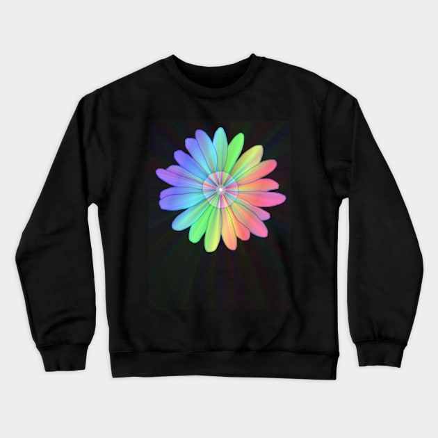 Supernova Rainbow Flower Crewneck Sweatshirt by Art by Deborah Camp